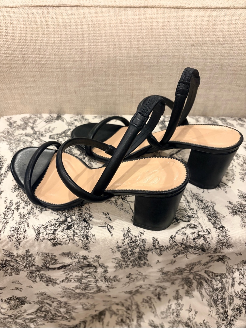 J. Crew Lucie Black Strappy Slingback Block Heel Sandals (Size 7.5)